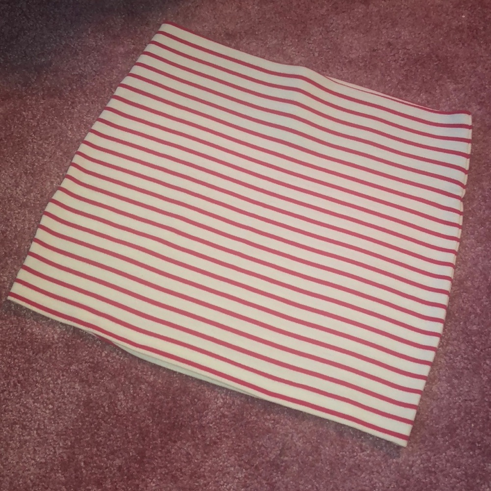 BCBG White and Pink Striped Mini Skirt